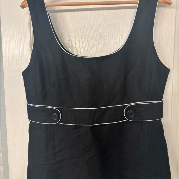 LOFT Tops - LOFT Black Linen Blouse with White Accents - Worn Once